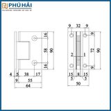  Kẹp kính 90 VICKINI 66078.90 kính -tường OPB đen mờ 