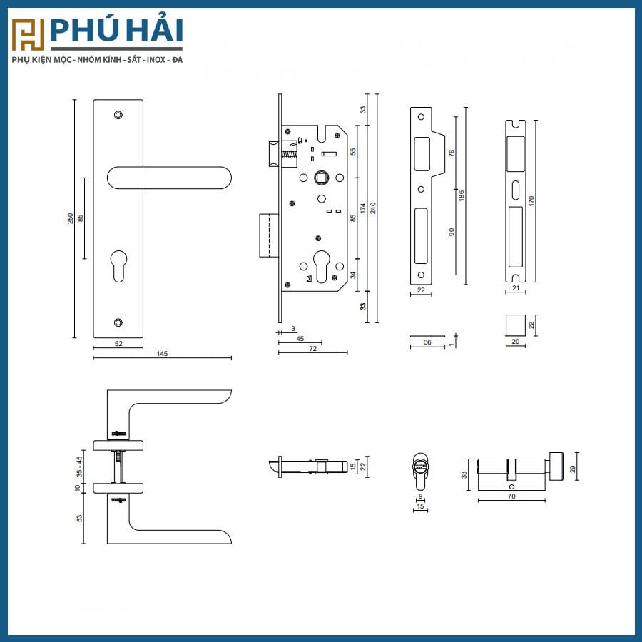  Khóa cửa nẹp VICKINI 33039.001 OBP 