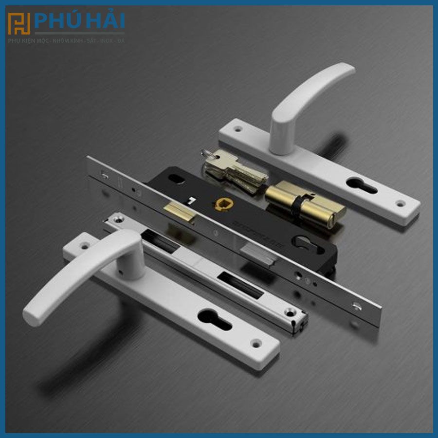  Khóa đơn điểm HUY HOÀNG tay vuông TRẮNG tim thau AP82K22 LXD mở trong 