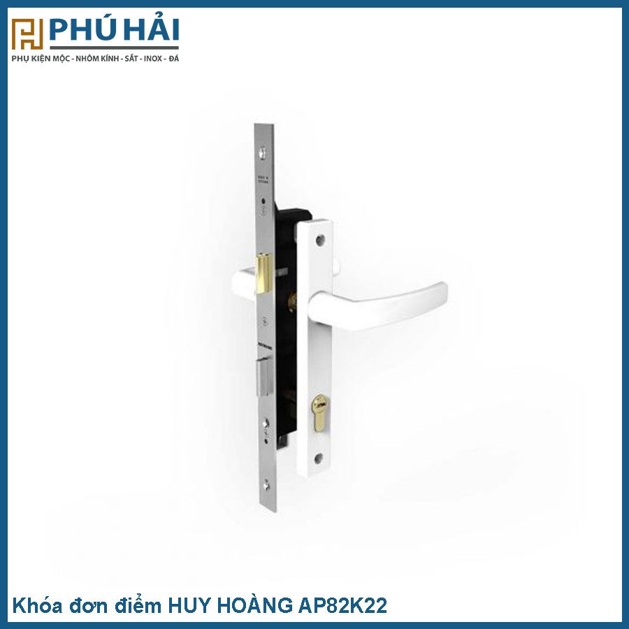  Khóa đơn điểm HUY HOÀNG tay tròn Trắng AP82K22 LXD - 2DC tim titan 