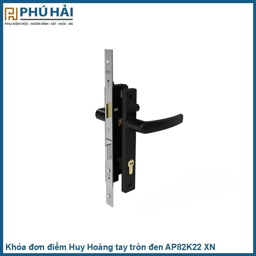  Khóa đơn điểm Huy Hoàng tay tròn đen AP82K22 XN 