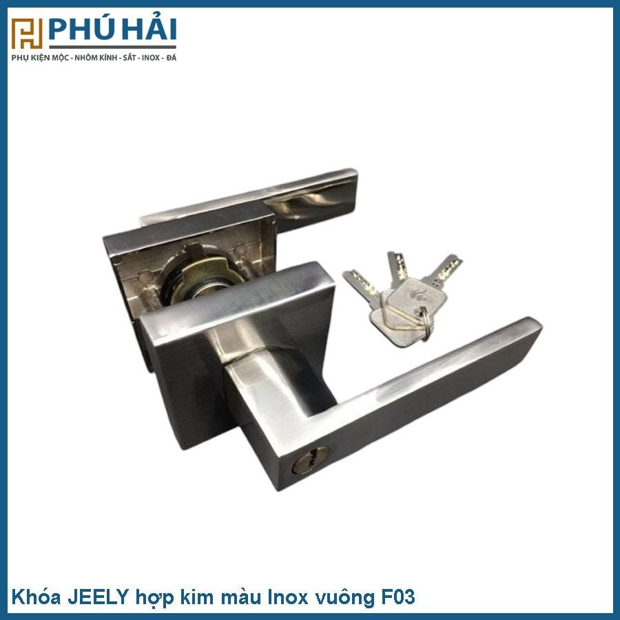  Khóa JEELY hợp kim màu Inox vuông F03 có chìa 