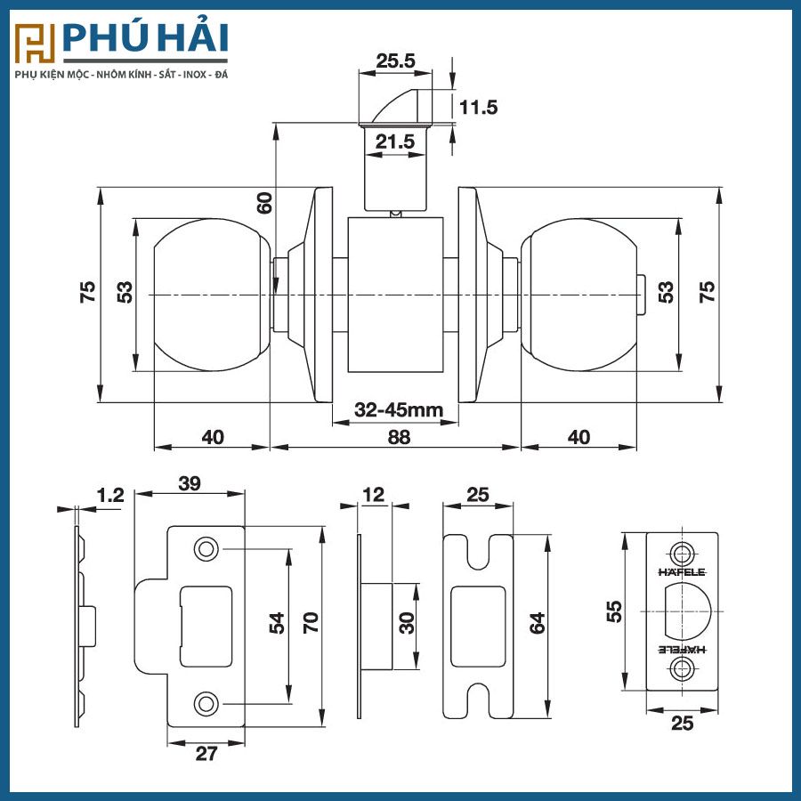  Khóa tay nắm tròn HALEFE 489.93.130 