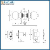  Khóa tròn nắm đấm Vickini 30600.001 OBP Đen mờ 