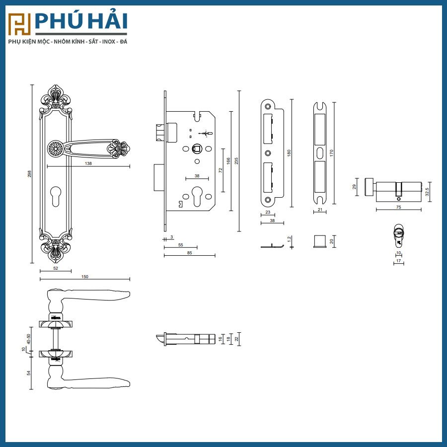  Khoá cửa nẹp Vickini 38506.101 EG 