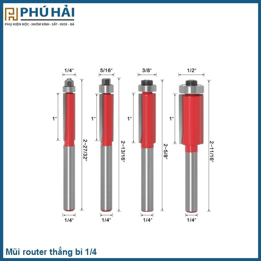  Mũi Router thẳng bi 1/4 
