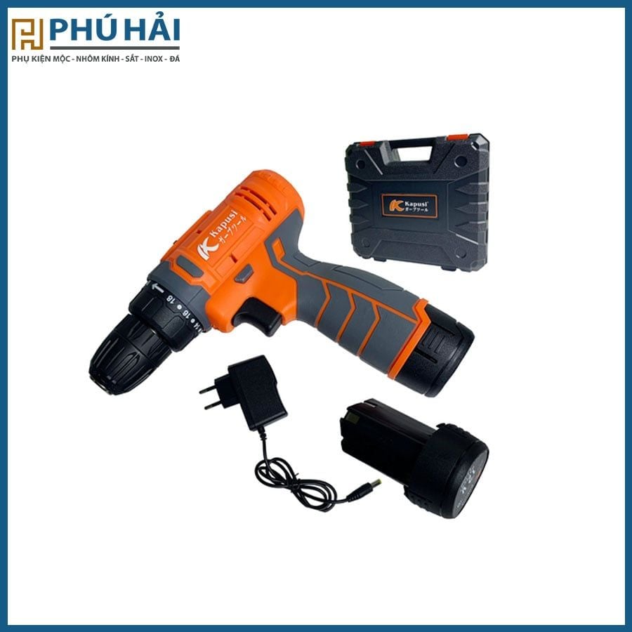  Máy khoan pin KPS 2 pin 2 tốc độ 12V_K6880_ THÂN XÁM CAM 