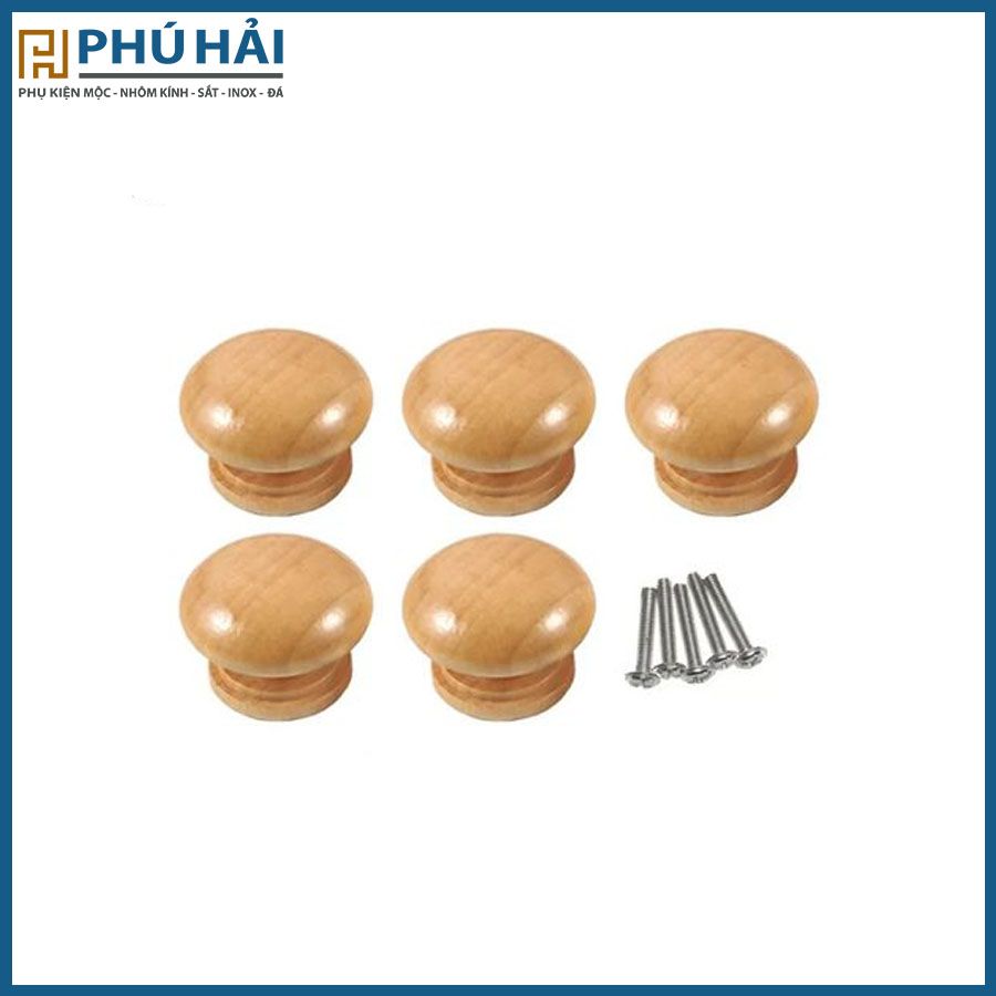  Núm tủ gỗ dẹt không viền trung 