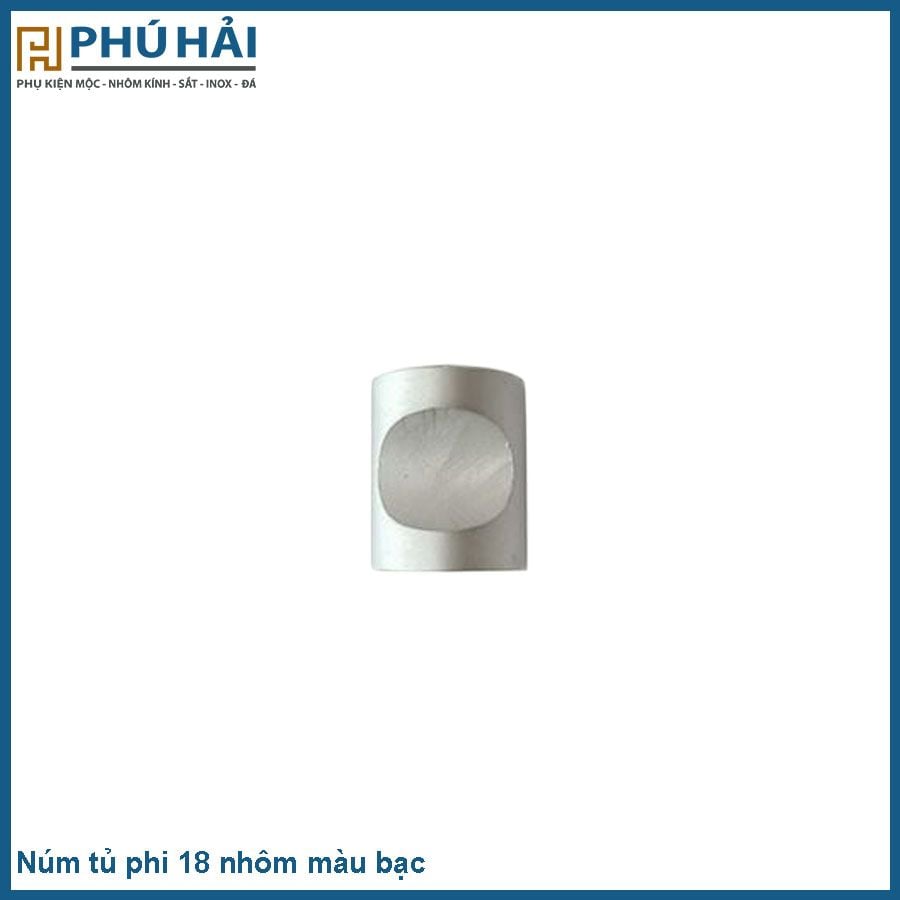  Núm tủ phi 18 nhôm màu bạc bằng 