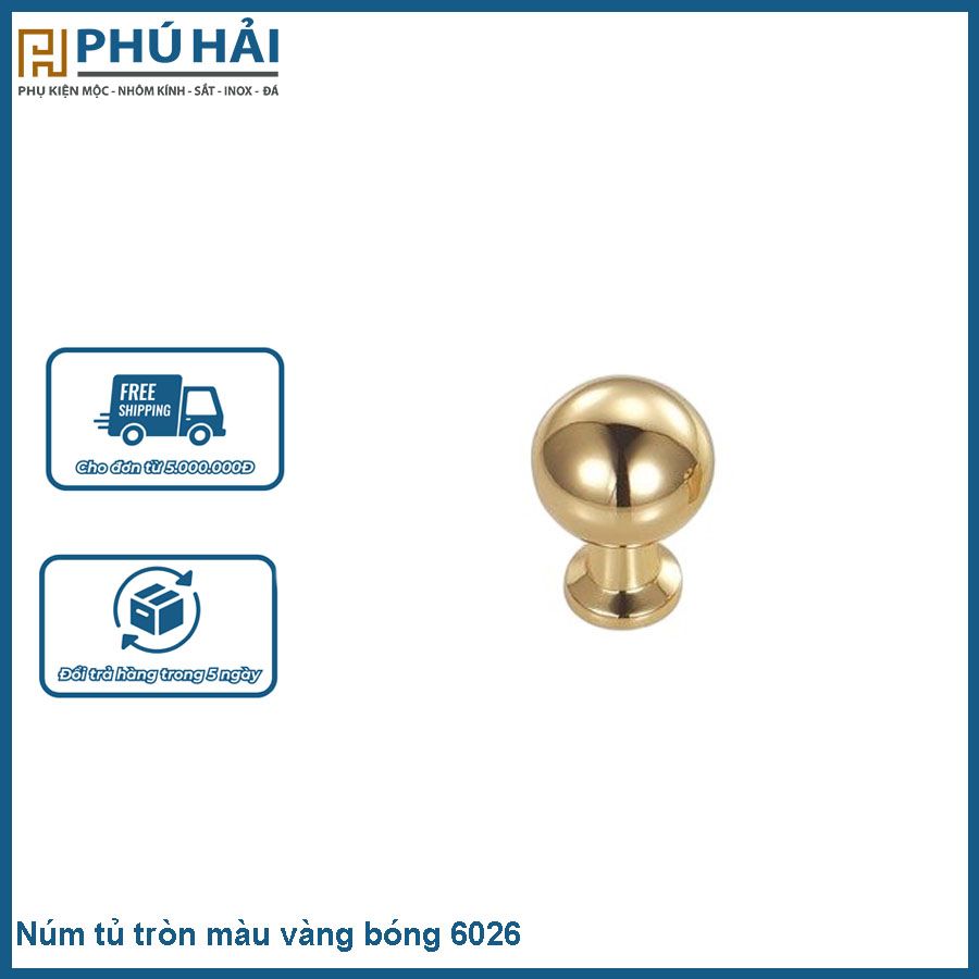  Núm tủ tròn màu vàng bóng 6026 