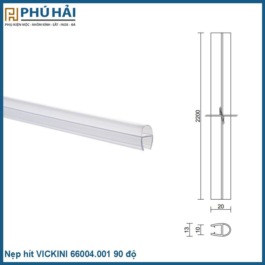  Nẹp hít VICKINI 66004.001 2200mm 90 độ trắng 