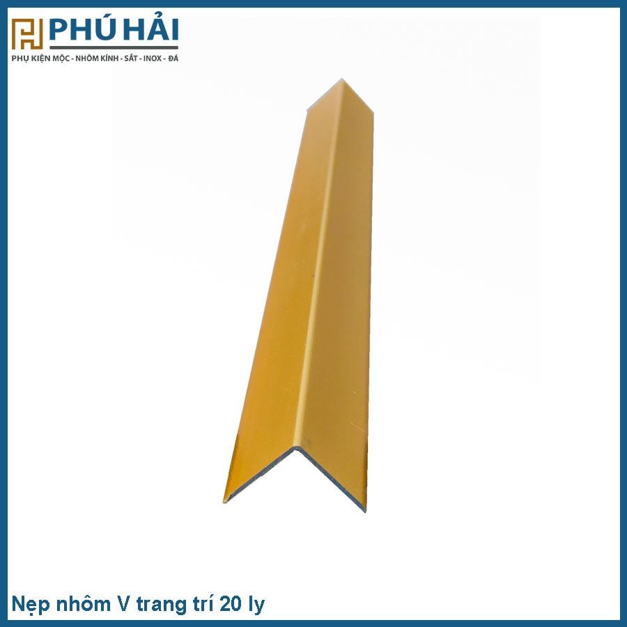  Nẹp nhôm V trang trí 20 ly vàng 