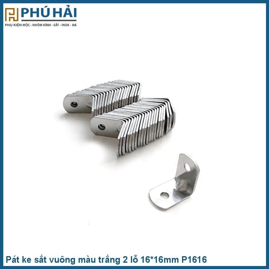 Pát ke sắt vuông màu trắng 2 lỗ 16*16mm P1616-P1616 (100Cái/Bịch) 