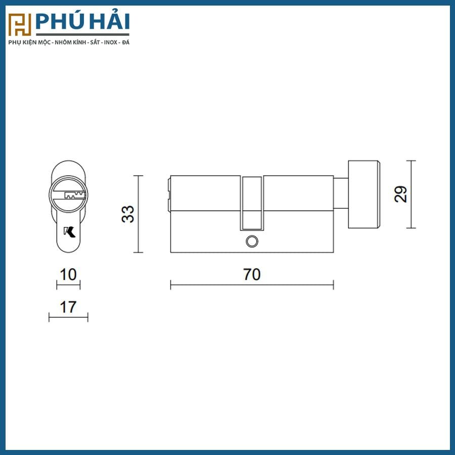  Ruột khóa VICKINI 41106.001-70MM MSN ken 
