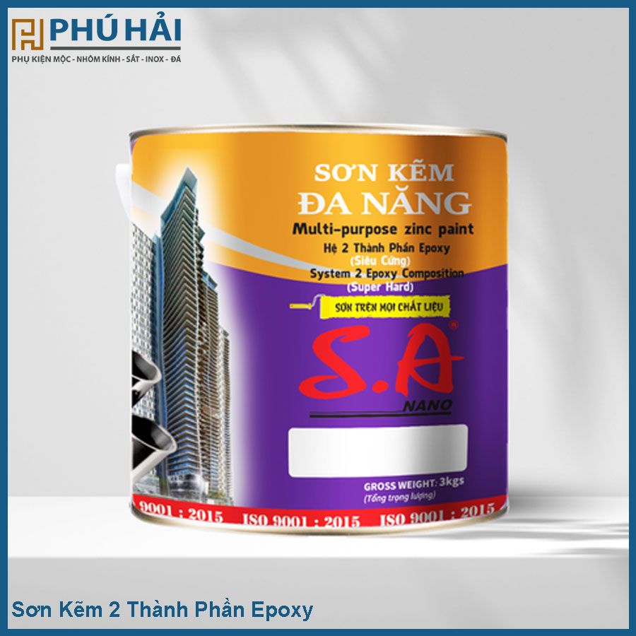 Sơn kẽm 2 thành phần 000 màu trắng bóng 3kg SA(4 lon/T) 