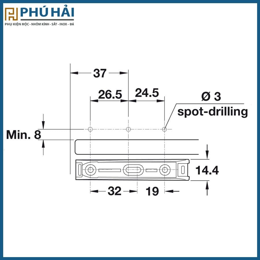  Típ on nhấn mở HAFELE loại dài Đen 356.12.305 (Có bas hít nam châm 356.01.549) 