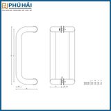  Tay cửa kính VICKINI 69152.450-Þ32x450 PSS/SSS- inox mờ 