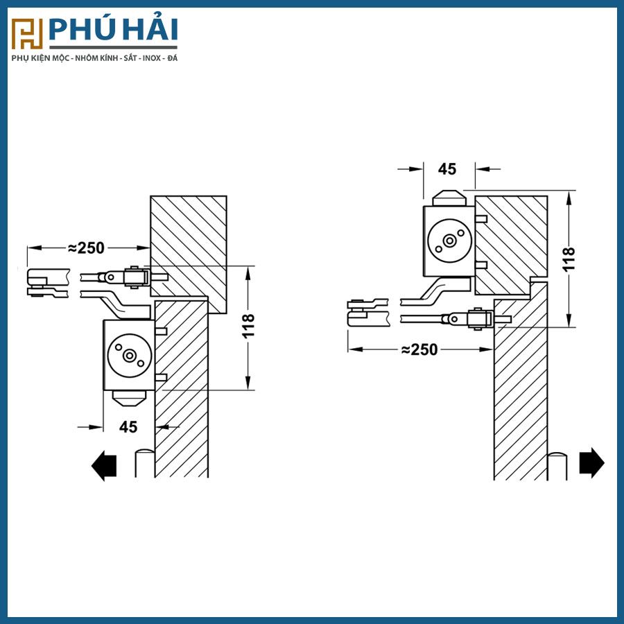  Tay đẩy hơi Hafele không dừng 150kg 931.84.769 