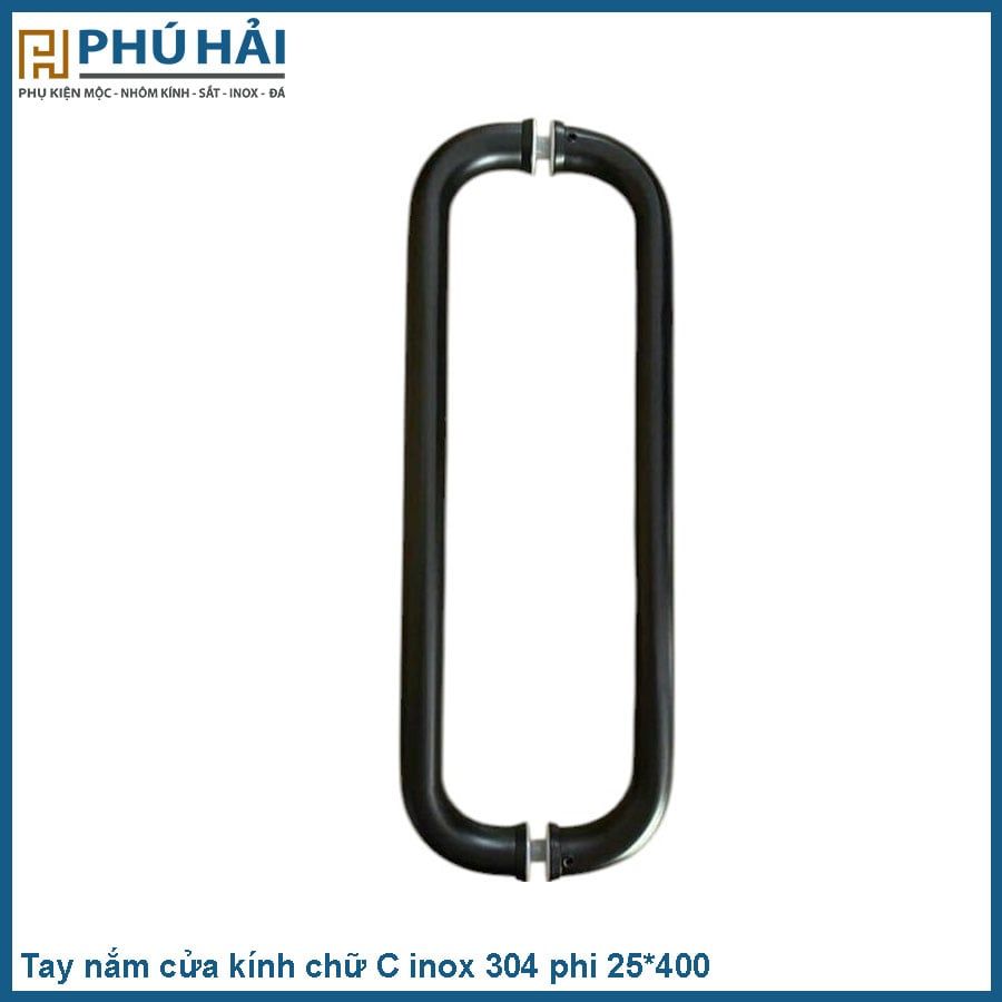  Tay nắm cửa kính Chữ C inox 304 P25 * 400 màu đen 