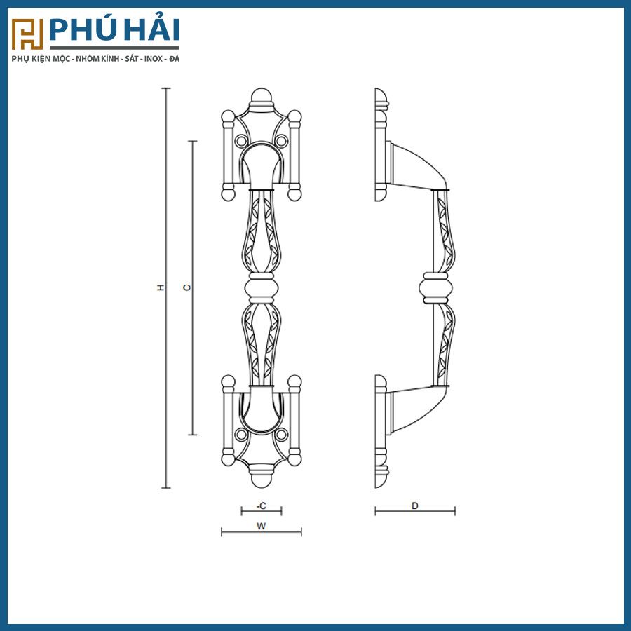  Tay nắm cửa VICKINI 42298.001 OPB Đen mờ (Cái) 