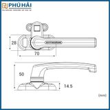 Tay nắm đơn điểm HUY HOÀNG đen trái tay vuông AP02(30C/T) 