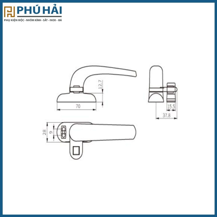  Tay nắm gài cửa sổ 3H màu Đen 