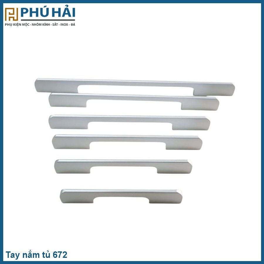  Tay nắm tủ 672 - màu bạc 6T 