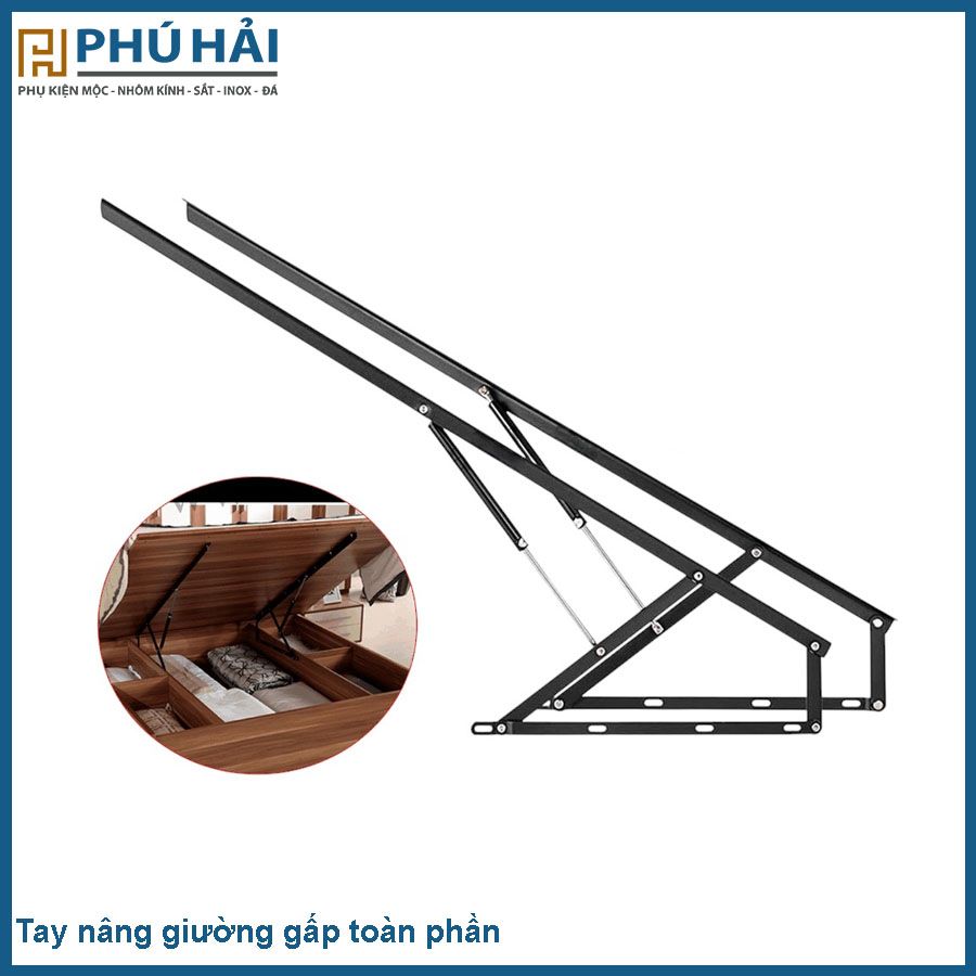  Tay nâng giường gấp toàn phần , sơn đen 1500mm 