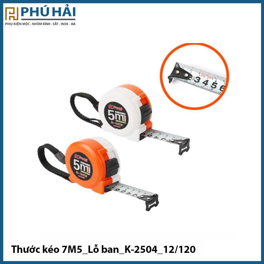  Thước kéo 7M5 Trắng viền CAM_Lỗ ban_K-2504_12/120 