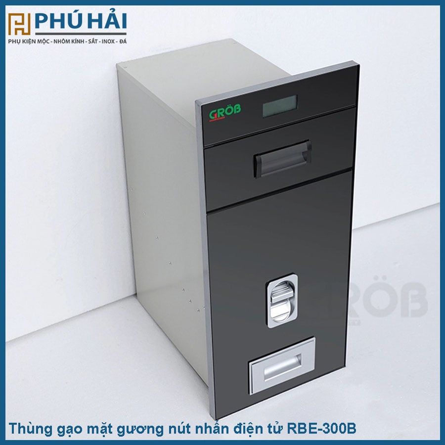  Thùng gạo mặt gương nút nhấn điện tử RBE-300B 