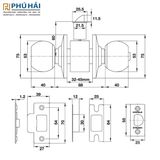  Bộ khóa tay nắm tròn cửa đi, WC HALEFE 489.93.135 