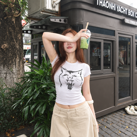 Áo Thun Borip Ngắn Tay Cat Streestyle Graphic - OV-TSW005-IN6