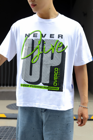 Áo Thun Boxy Unisex Never Give Up Cotton - O6A11