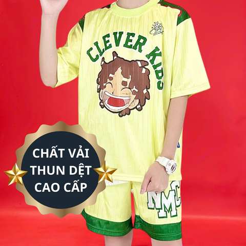 [Set Bộ Cho Bé Từ 15kg-60kg] Set Bộ Nhóc Squad Thể Thao Năng Động Clever Kids Thiết Kế Cổ Áo Tròn 