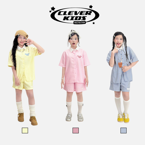  Set bộ cho Bé Trai/Bé Gái 6–12 tuổi – Phối màu nổi bật, chất tafta mềm mịn I Bộ Playline Clever Kids 