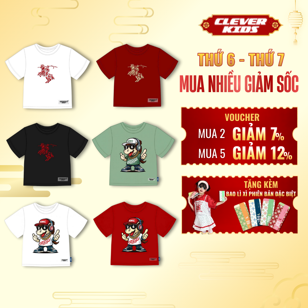 [Áo Thun Tết Cho Mẹ Và Bé 20kg-60kg] Áo Thun Cotton Thêu 