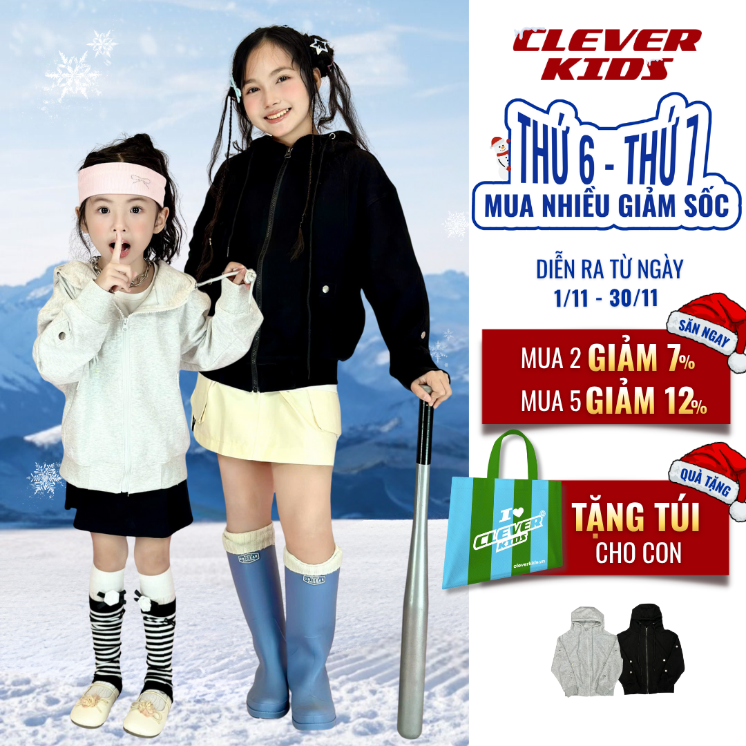 Áo Khoác Chống Nắng Cho Bé Trai/Bé Gái từ 20kg-60kg - Chất Dày Dặn Thu Đông I  Áo Khoác Nỉ BasicGo/ Áo Khoác 2 Lớp Thêu Logo Clever Kids