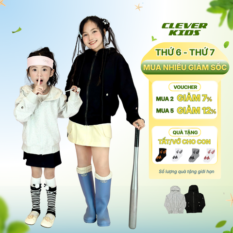  Áo Khoác Dày 2 Lớp Cho Bé Trai/Bé Gái từ 20kg-60kg - Chất Dày Dặn Thu Đông I  Áo Khoác Nỉ BasicGo/ Áo Khoác 2 Lớp Thêu Logo Clever Kids 