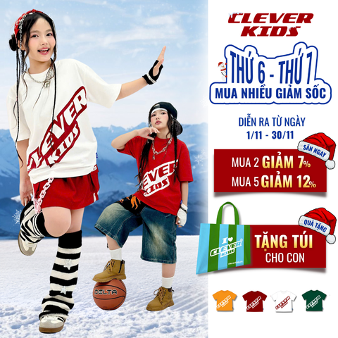  ÁO THUN SIGNATURE CLEVERKIDS COTTON 