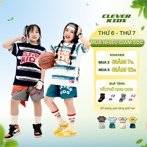  Set bộ cho Bé Trai/Bé Gái 6–12 tuổi - Chất Lưới Thoáng Mát, Phong Cách Năng Động I Bộ Winning Team Clever Kids 
