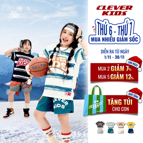  Set bộ cho Bé Trai/Bé Gái 6–12 tuổi - Chất Lưới Thoáng Mát, Phong Cách Năng Động I Bộ Winning Team Clever Kids 