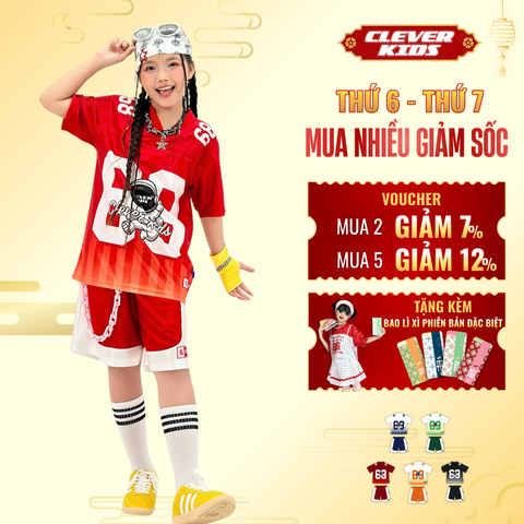  Set bộ cho Bé Trai/Bé Gái 6–12 tuổi – Thiết kế cá tính, chất cotton cao cấp I Số 68 Gradient Clever Kids 