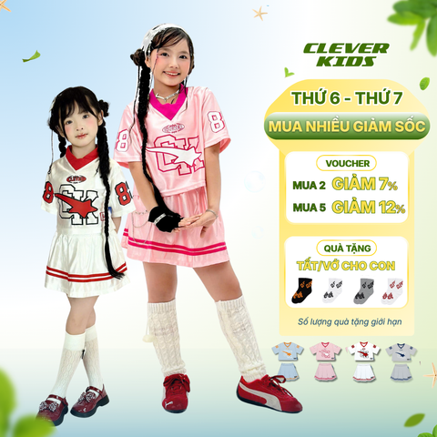 Set váy cho Bé Gái 6–12 tuổi -Thiết Kế Cá Tính, Chất Thể Thao Cao Cấp I Set Váy 88 Clever Kids 