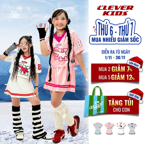  Set váy cho Bé Gái 6–12 tuổi -Thiết Kế Cá Tính, Chất Thể Thao Cao Cấp I Set Váy 88 Clever Kids 