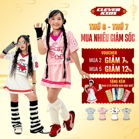  Set váy cho Bé Gái 6–12 tuổi -Thiết Kế Cá Tính, Chất Thể Thao Cao Cấp I Set Váy 88 Clever Kids 