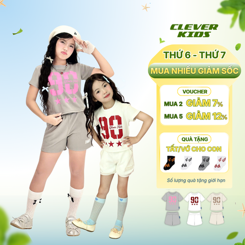  Set bộ cho Bé Gái 12-35kg – Chất Cotton Premium Mềm Mại Phiên Bản Đặc Biệt I Set Bộ Số 90 Clever Kids 