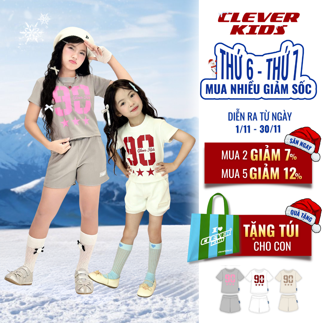 Set bộ cho Bé Gái 12-35kg – Chất Cotton Premium Mềm Mại Phiên Bản Đặc Biệt I Set Bộ Số 90 Clever Kids