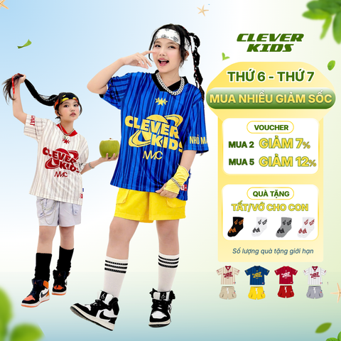  Set bộ cho Bé Trai/Bé Gái 6–12 tuổi - Chất lưới Thoáng Mát, Phong Cách Năng Động I Bộ Breezy Clever Kids 