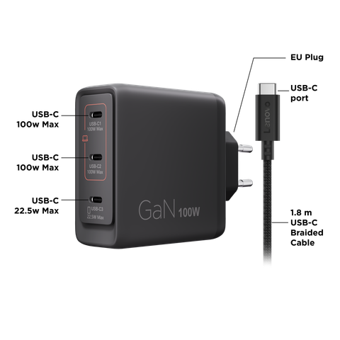 Lenovo Multi-port USB-C 100W GaN Charger - G0A6100BEU