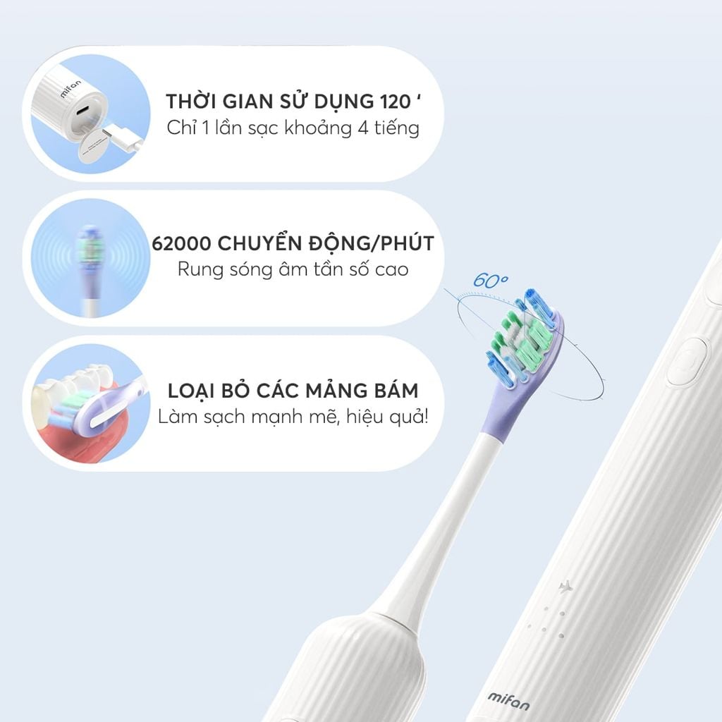 Bàn Chải Điện Cao Cấp Mifan Vibrosonic X9